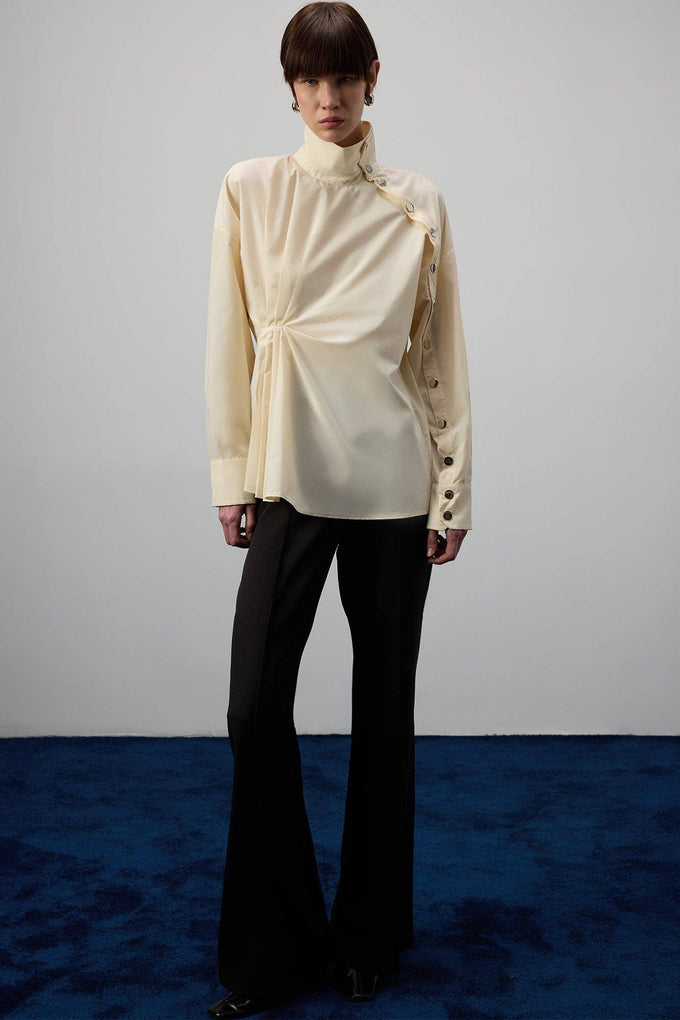 Camicia asimmetrica in popeline di cotone