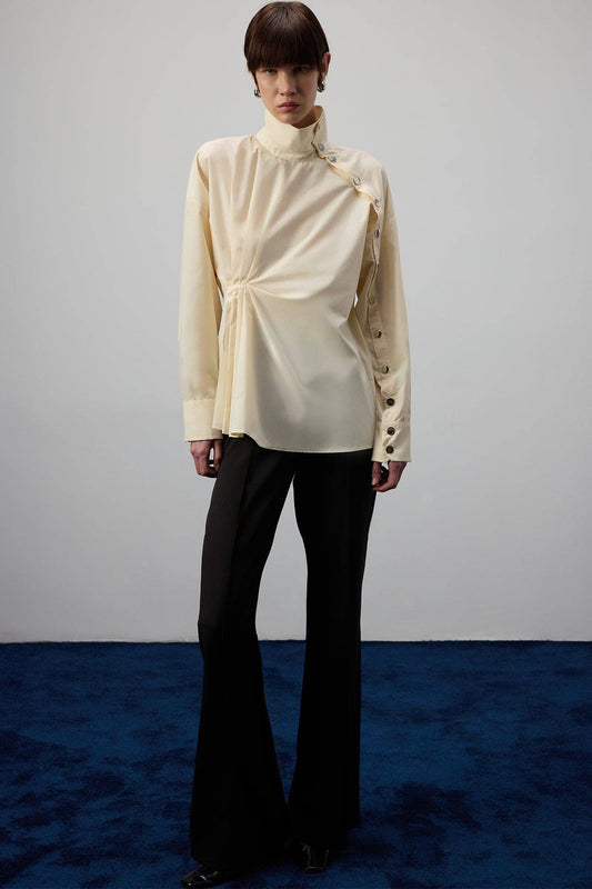 Camicia asimmetrica in popeline di cotone