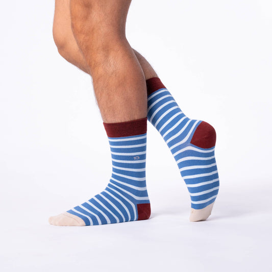 Calzini a righe in cotone pettinato blu