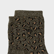 Calzini alla caviglia in cotone pettinato leopardati glitter khaki