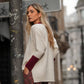 Cardigan bicolore con bottoni a contrasto