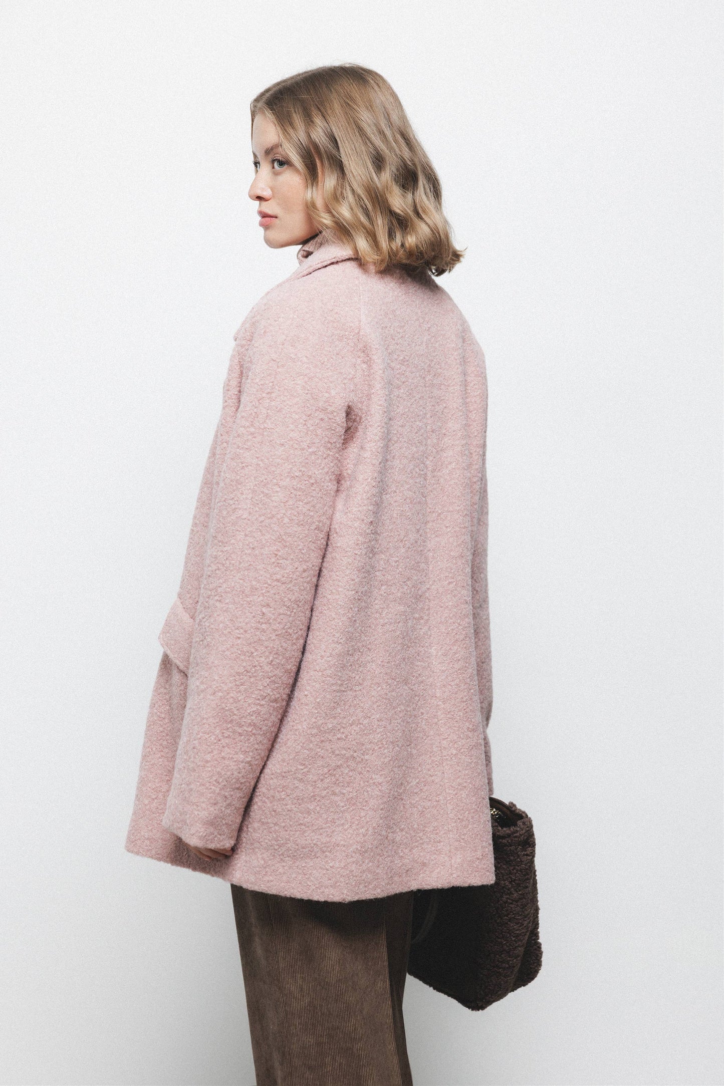 Cappotto doppiopetto semplice rosa