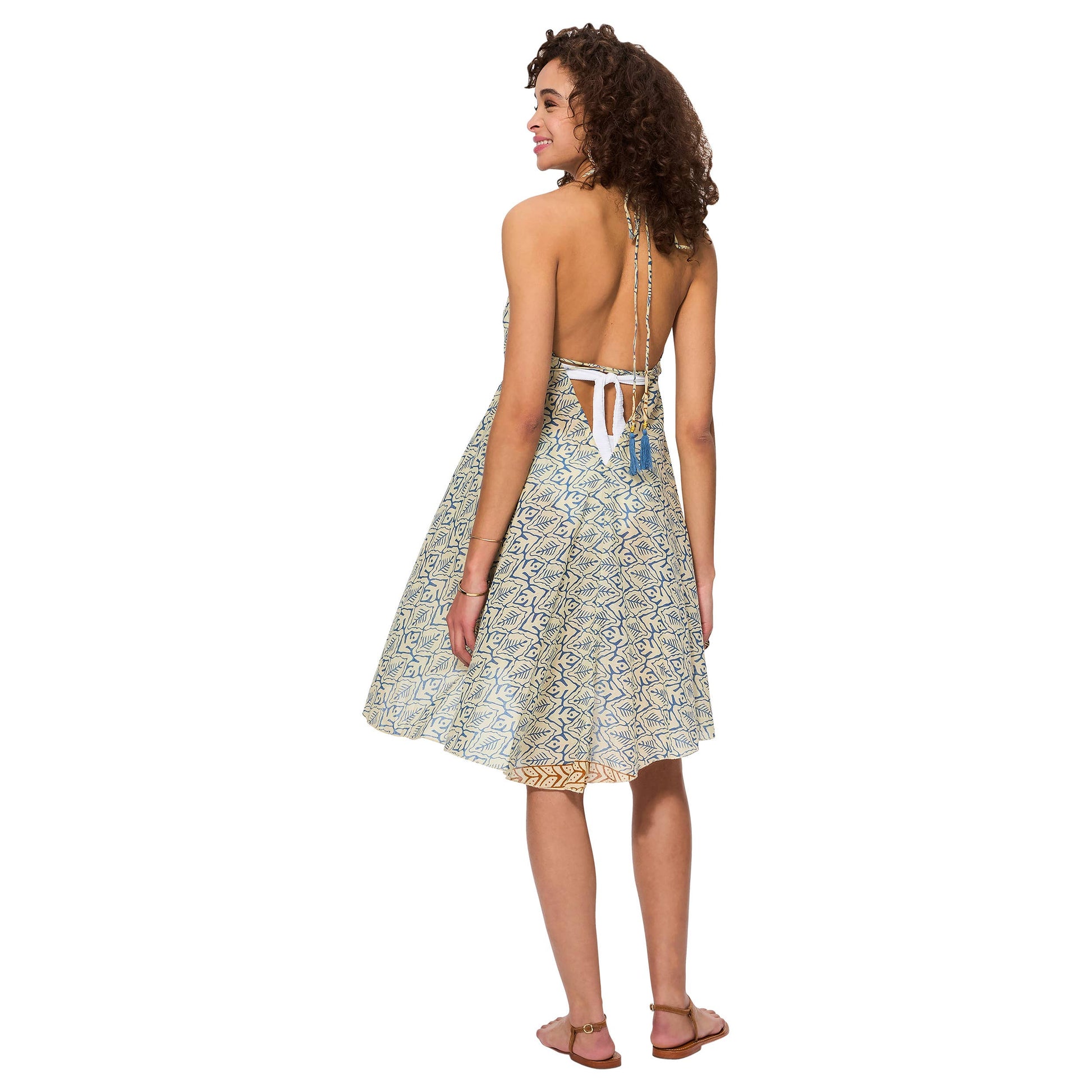 Vestito estivo corto boho in cotone con stampa