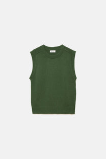 Gilet in maglia rasata con scollo rotondo