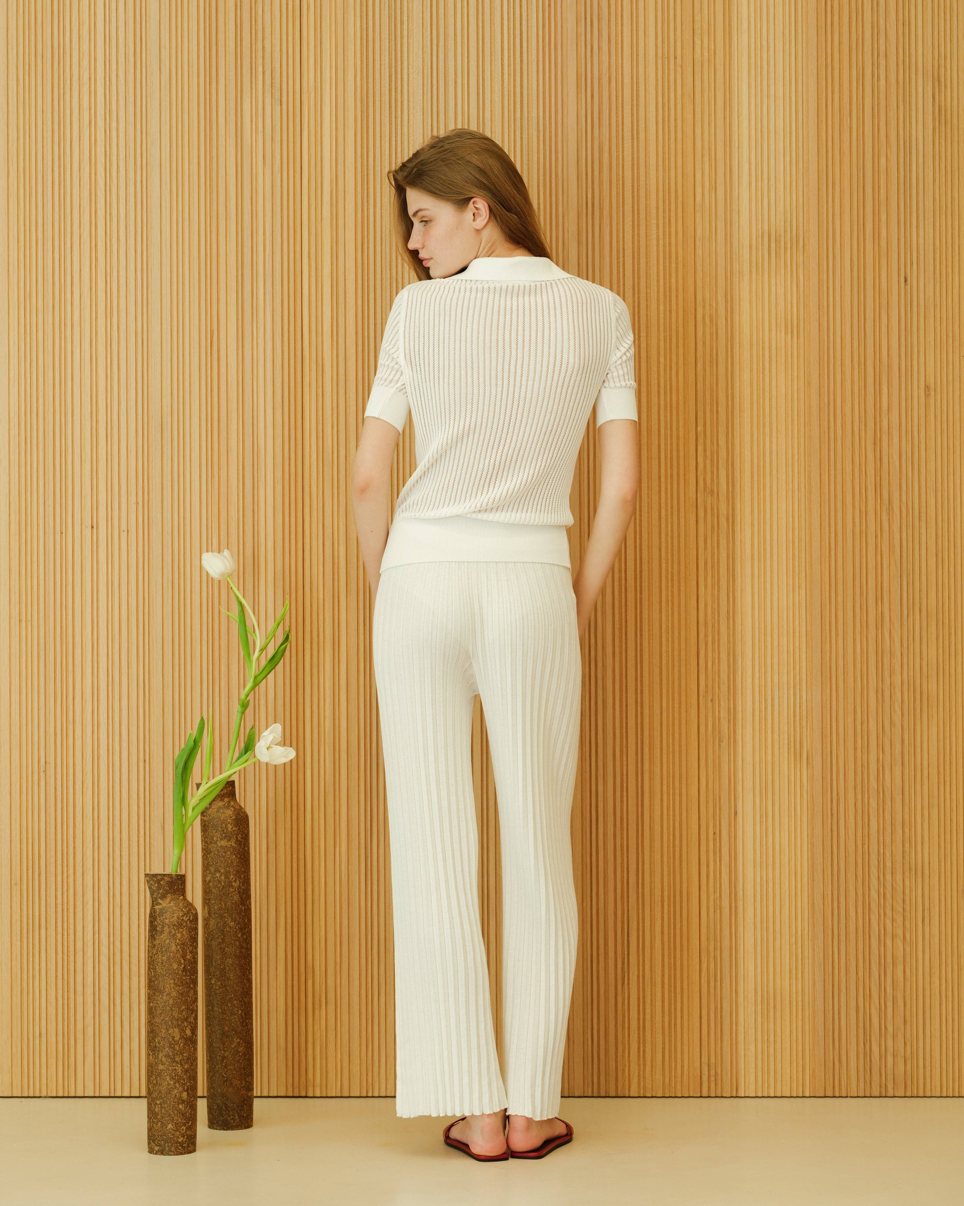 Polo in cotone fine micro pointelle