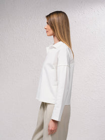 Maglia polo in misto cotone a maniche lunghe