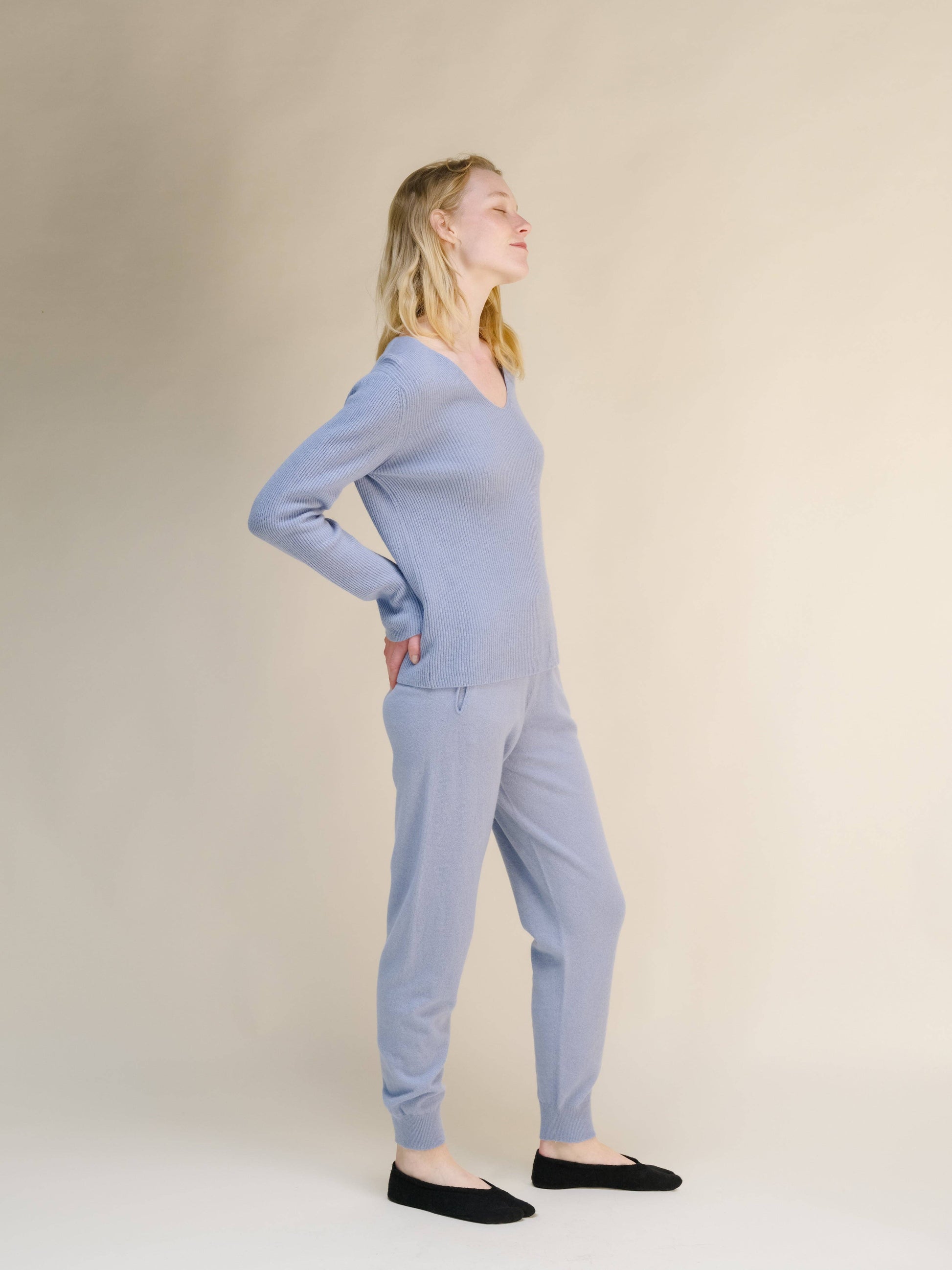 Pantaloni yoga in misto cashmere 3D knit
