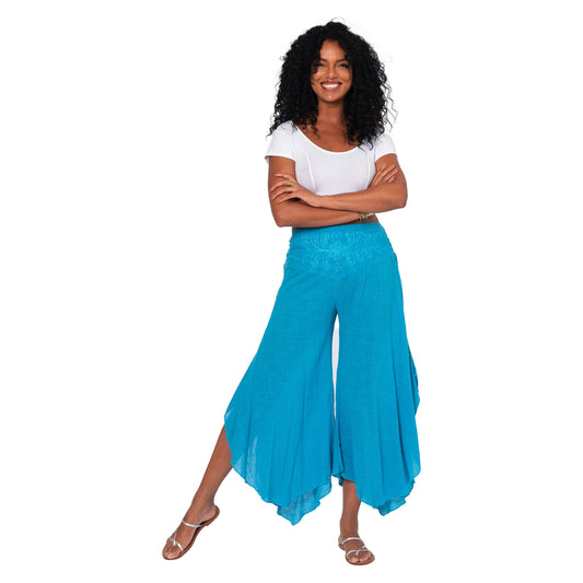Pantaloni estivi asimmetrici in cotone blu