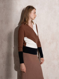 Maglione cache-cœur color block da donna
