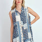 Tunica patchwork blu in viscosa con lurex