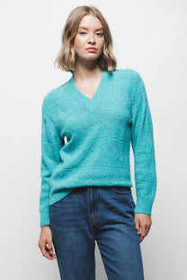 Maglione a maglia strutturata con scollo a V