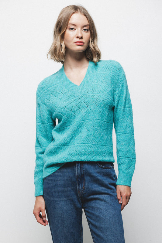 Maglione a maglia strutturata con scollo a V