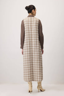 Abito lungo in tweed senza maniche