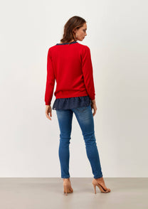 Maglia con fiocco e balza a pois