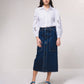 Gonna midi in denim con bottoni frontali