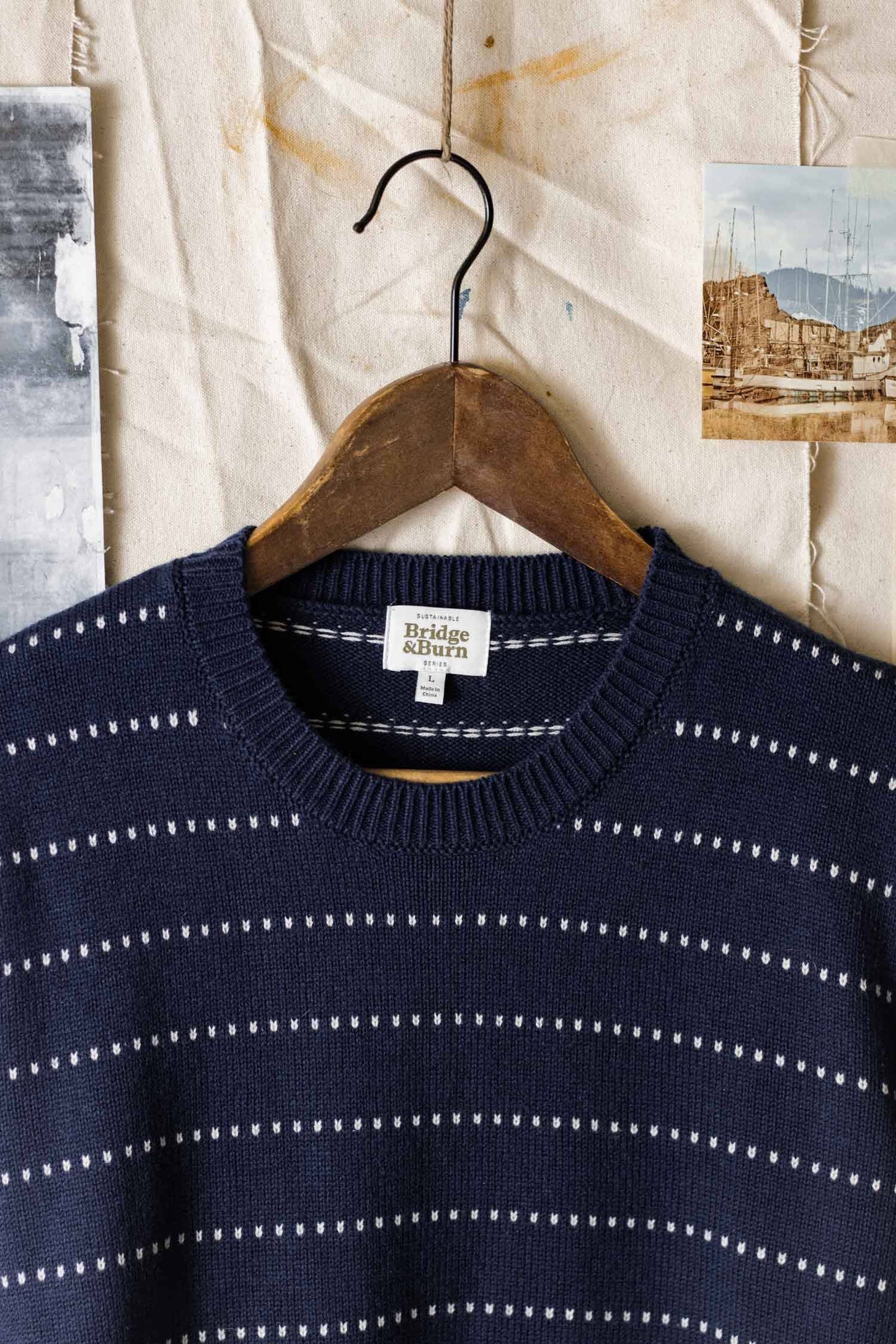 Maglione Orson a righe puntinate blu navy