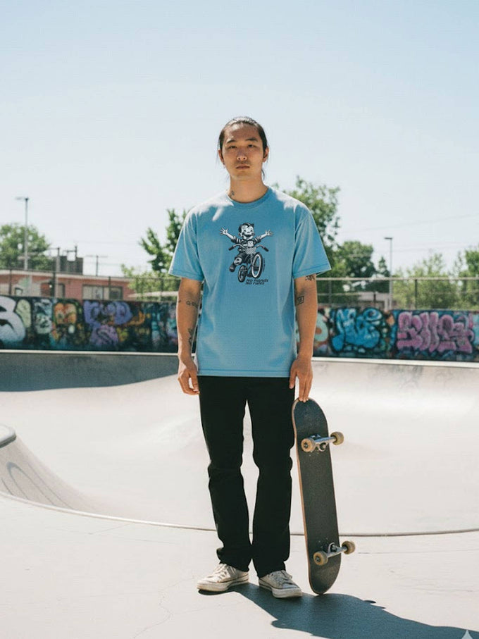 T-shirt Streetwear "No Rules" in Blu Cielo