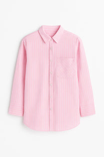 Camicia a righe in cotone rosa