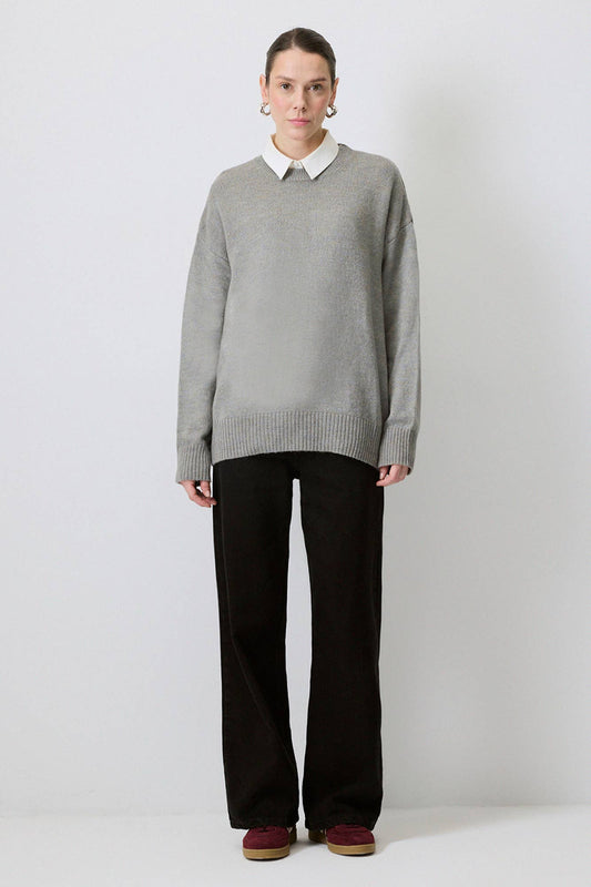 Maglione oversize in maglia grigio