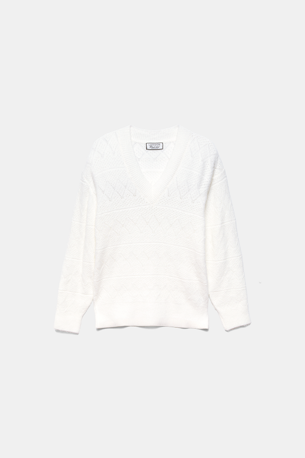 Maglione a maglia strutturata con scollo a V