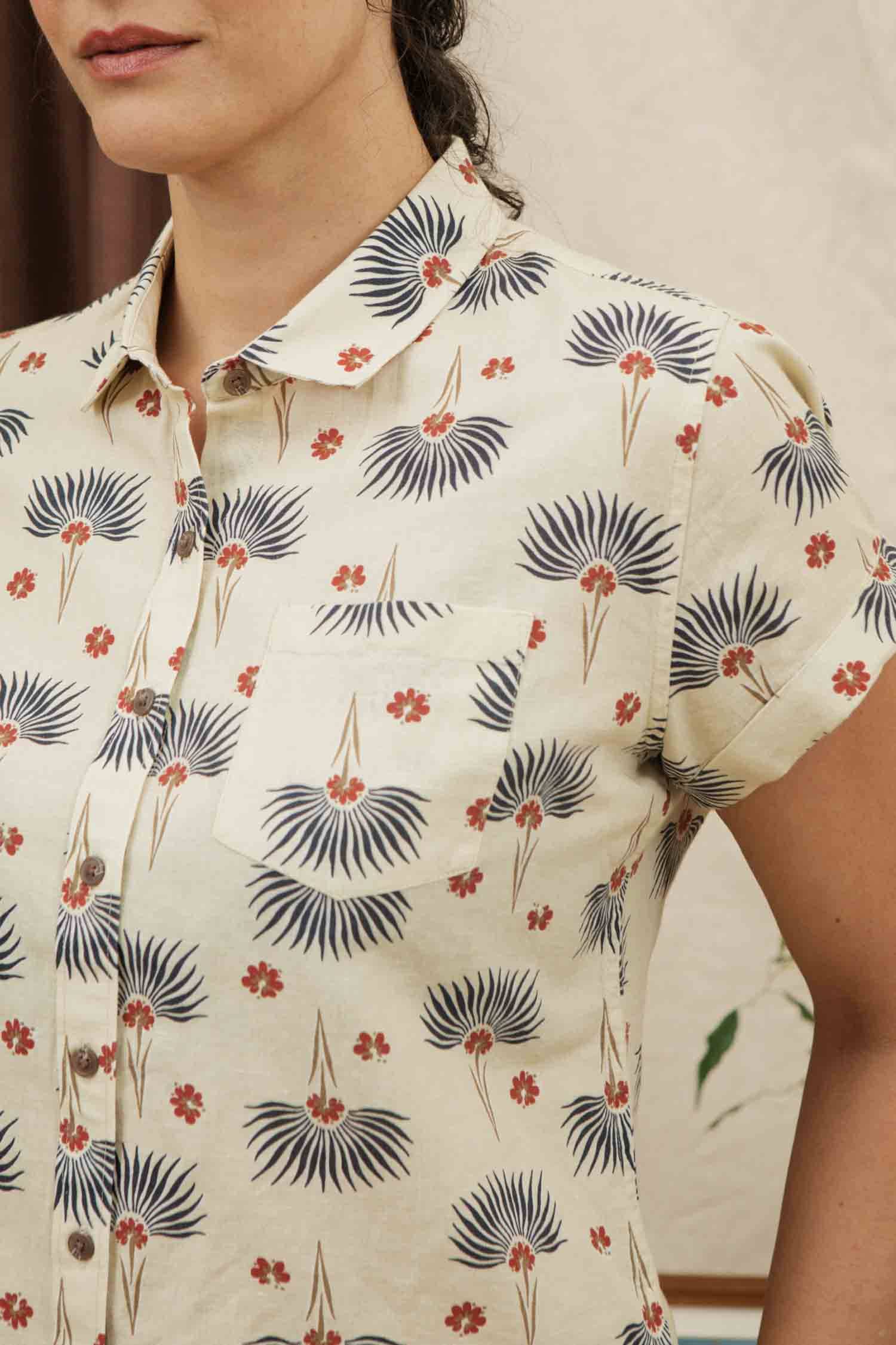 Camicia Bea a maniche corte con stampa Aloha Floral
