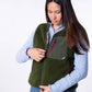 Gilet donna in sherpa con zip color kaki
