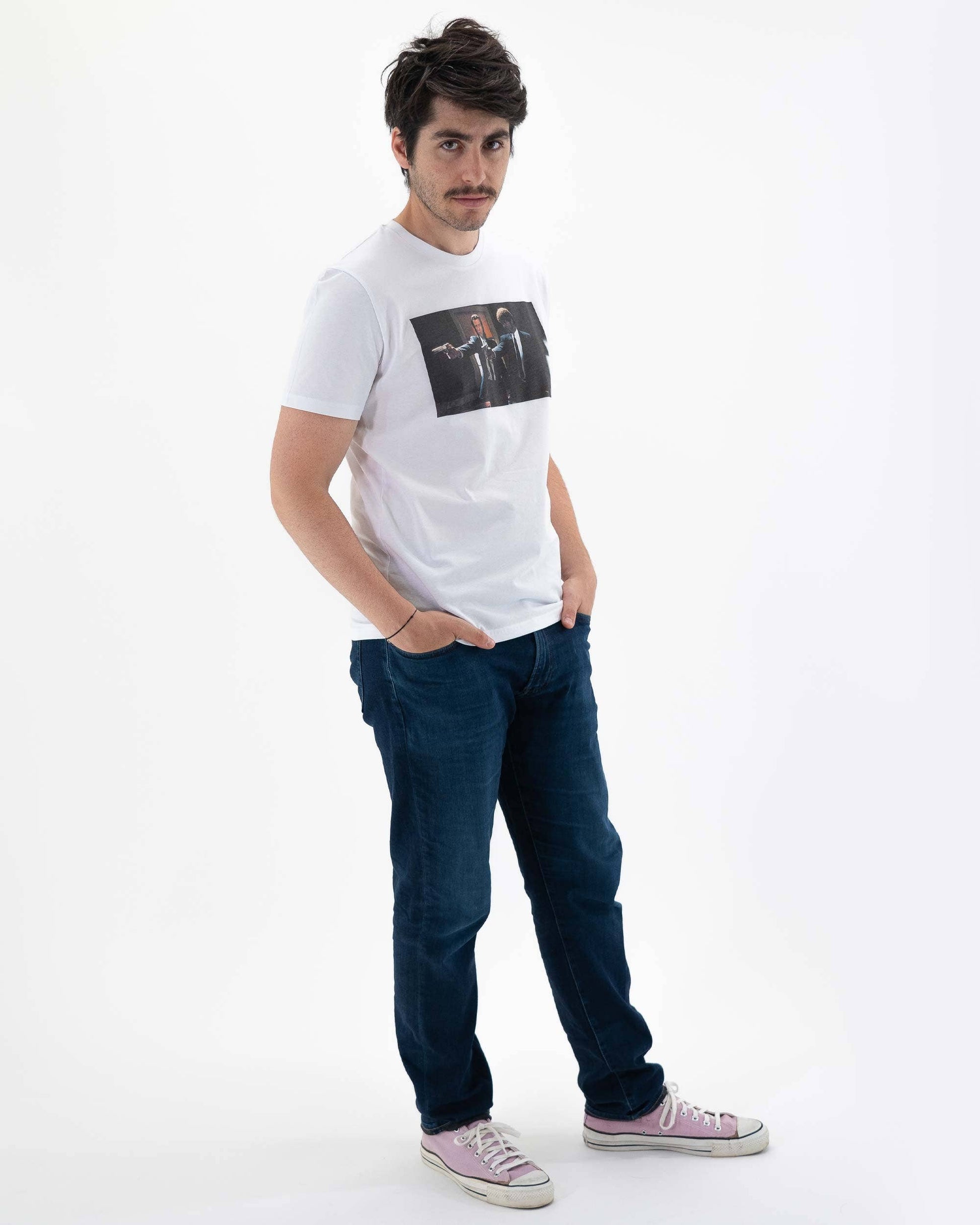 T-shirt fotografica John Travolta e Samuel L. Jackson
