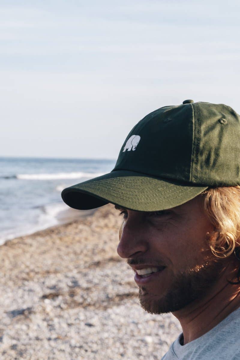 Cappello dad verde Kombu con logo ricamato