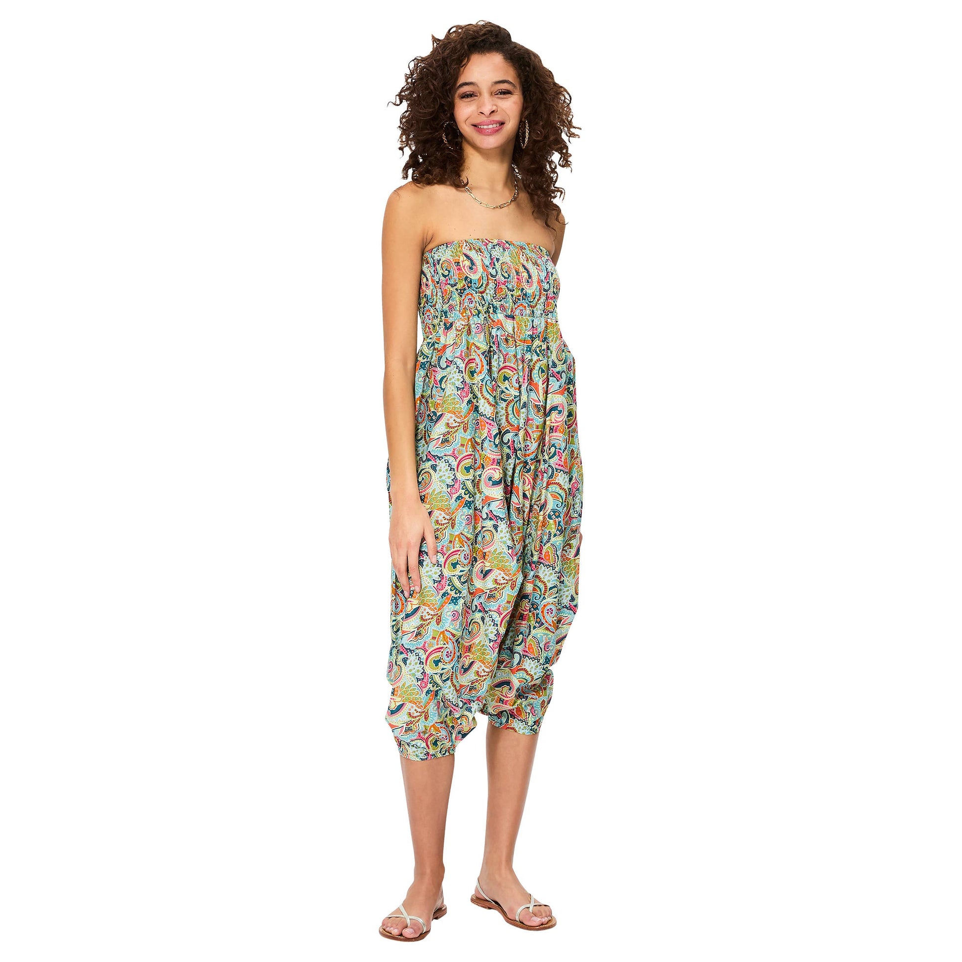 Pantaloni estivi boho in cotone con stampa paisley