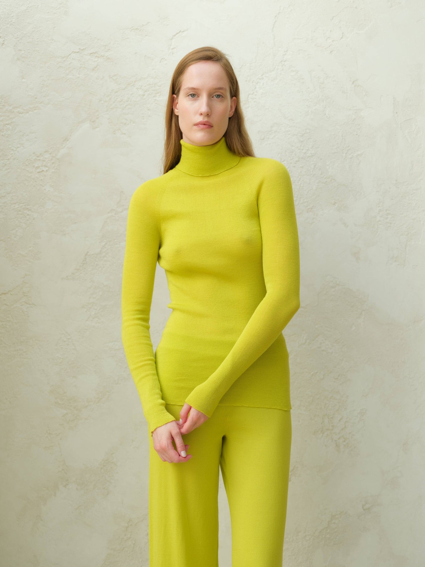 Dolcevita a costine in lana merino extrafine 3D