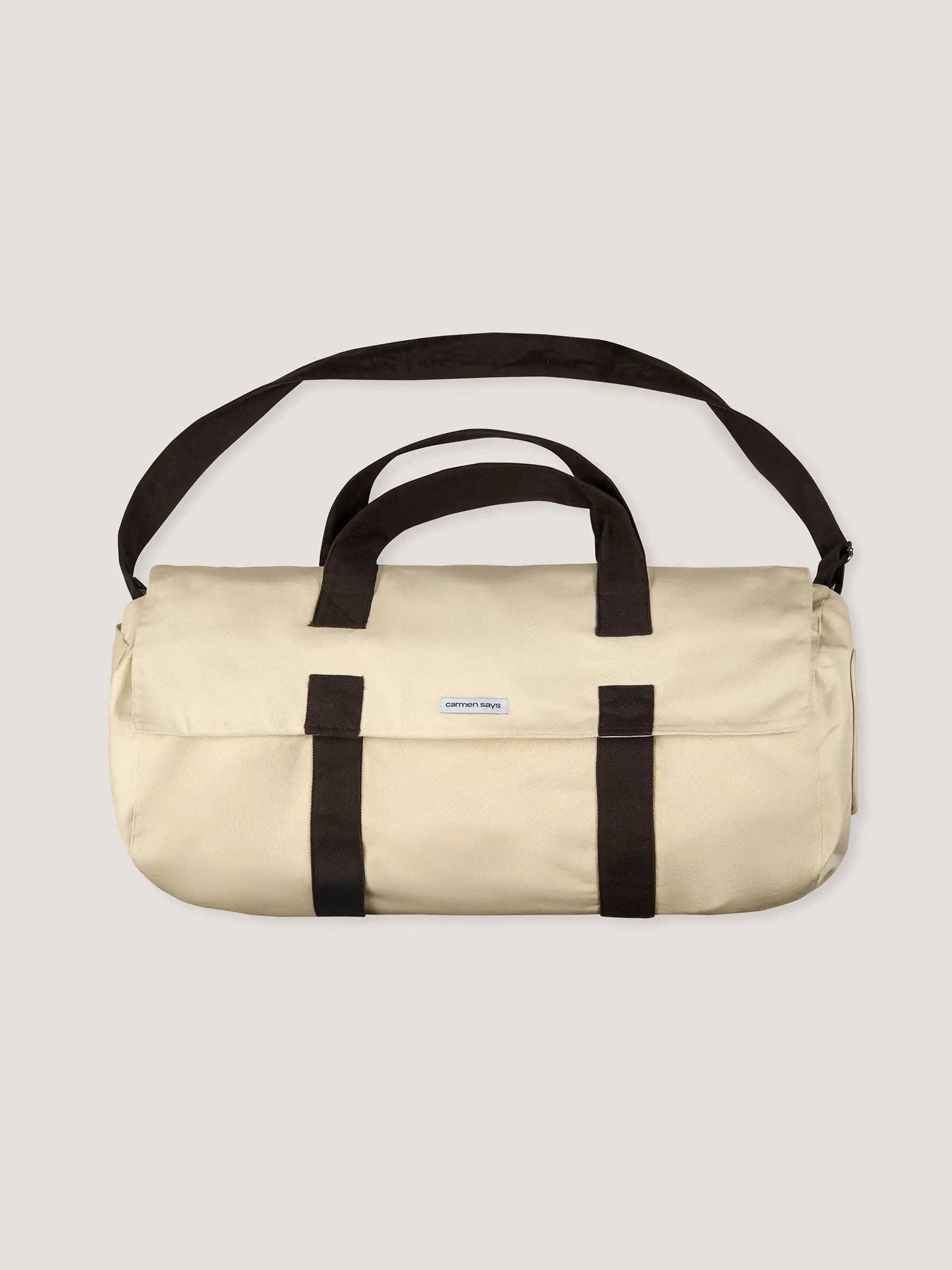 Borsa sportiva a tracolla bicolor beige e marrone