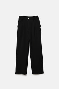 Pantaloni palazzo neri con piega frontale