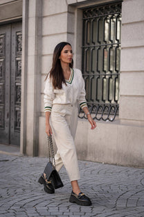 Pantaloni in velluto a coste con chiusura a clip