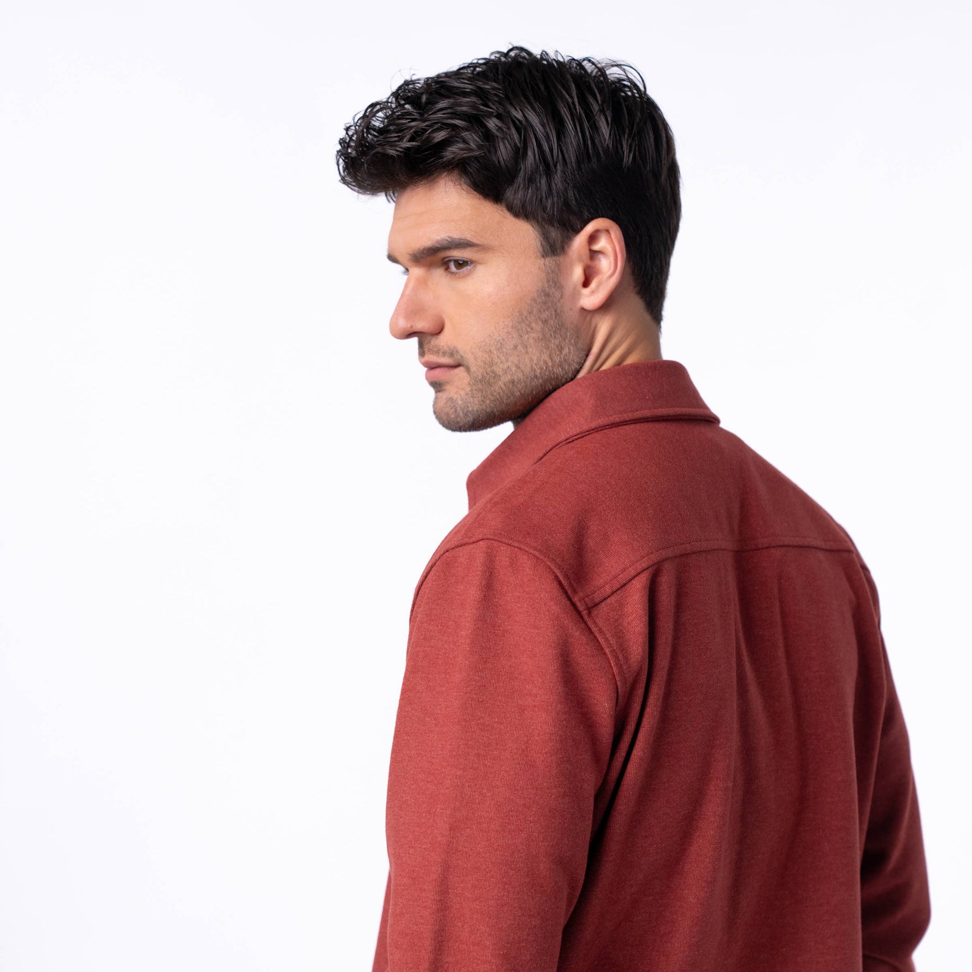 Sopracamicia in maglia antipiega bordeaux