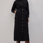 Abito chemisier cargo lungo nero in cotone