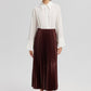 Gonna plissettata maxi a vita alta bordeaux