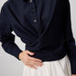 Camicia avvolgente in popeline blu navy in misto cotone
