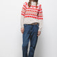 Maglione jacquard a girocollo con maniche raglan