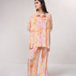 Vestito corto oversize in satin con stampa