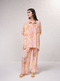 Vestito corto oversize in satin con stampa
