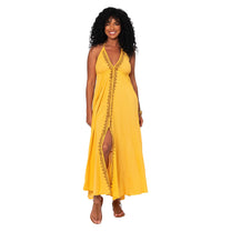 Vestito lungo estivo giallo con schiena scoperta