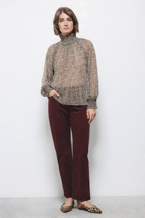 Pantaloni aderenti cinque tasche bordeaux