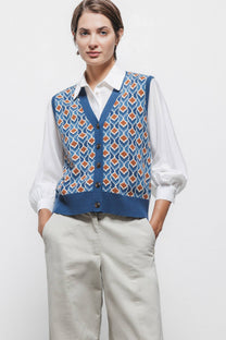 Gilet in maglia con motivo geometrico