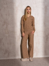 Maglione con cappuccio jacquard da donna