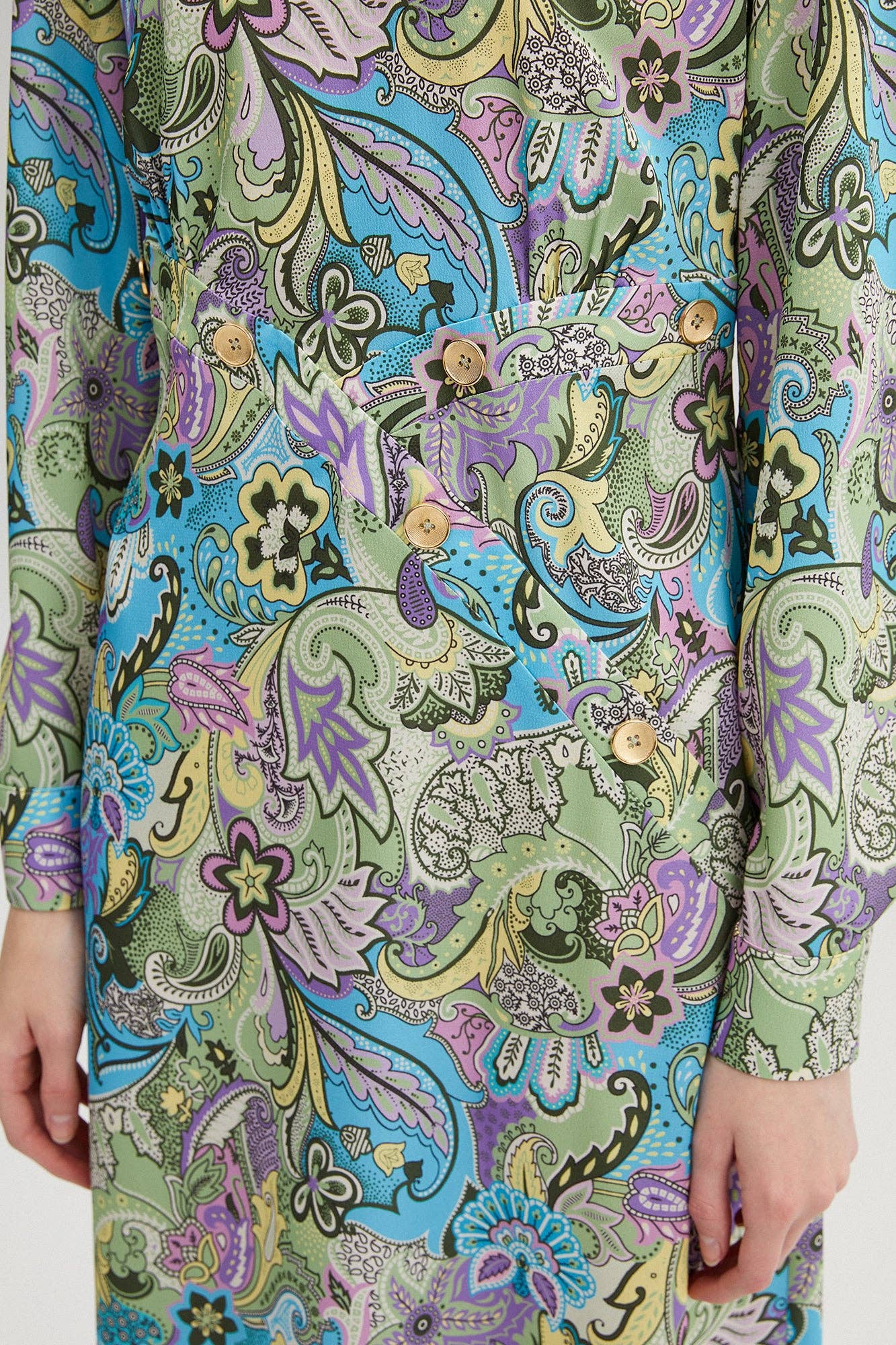 Abito midi multicolor a stampa floreale con bottoni