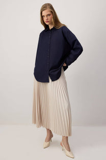 Camicia oversize in cotone blu navy