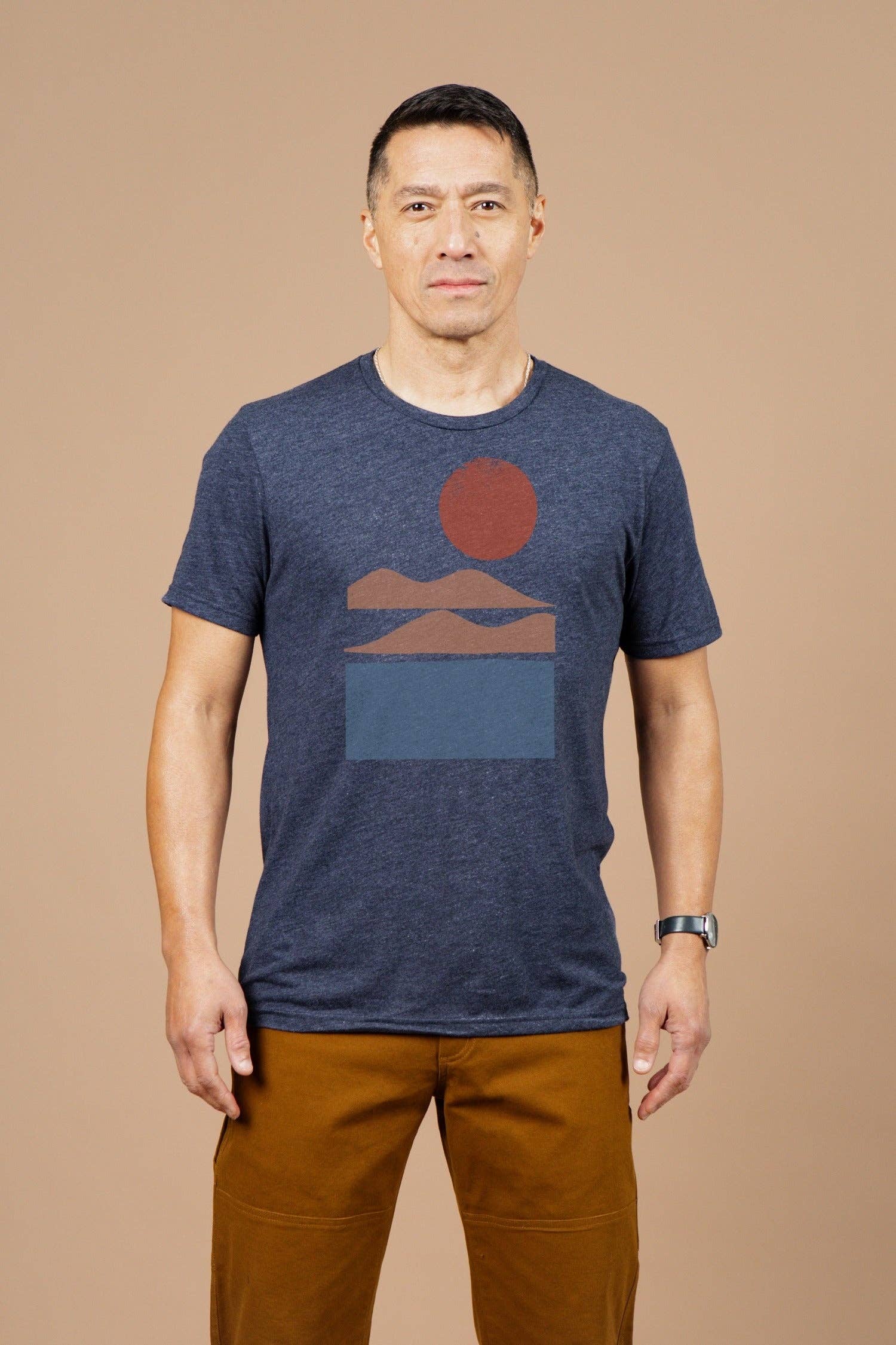 T-shirt uomo Alpenglow blu navy in tessuto riciclato