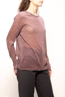 Maglione glitterato con scollo a barca in maglia 3D