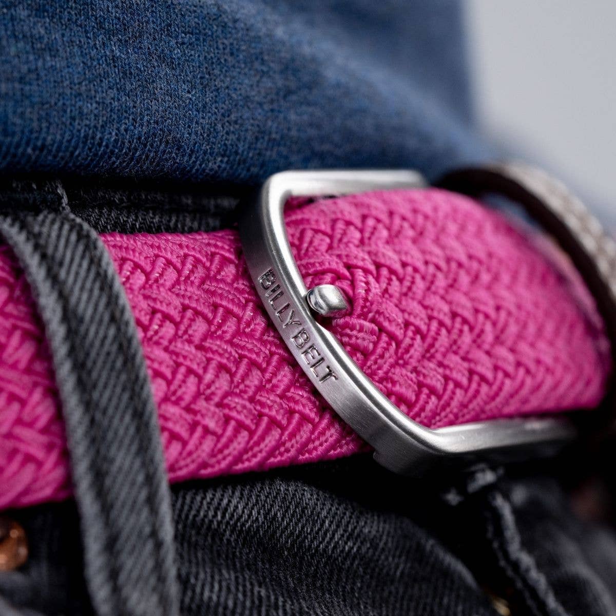 Cintura intrecciata elastica rosa magenta