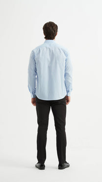 Camicia azzurra comfort a quadri tartan easy iron